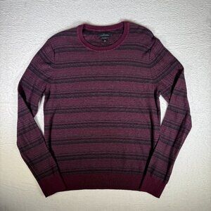 MARC ANTHONY Men's X-LARGE Slim Fit BURGUNDY WINE Stripe SWEATER Luxury Blend